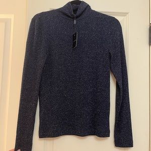 St. John Navy Knit Mock Neck Sweater